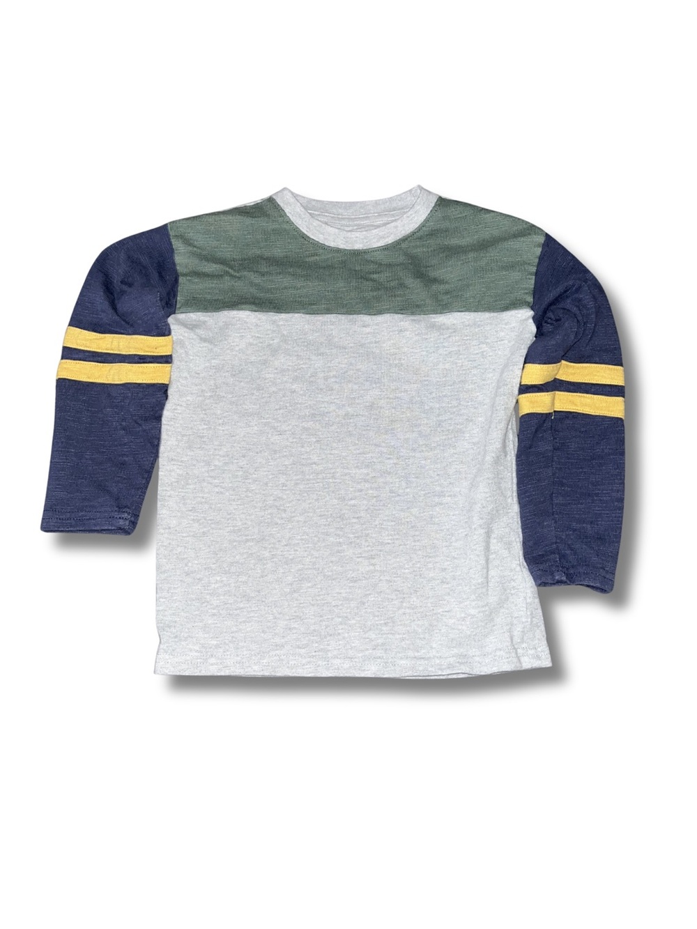 Long-Sleeve Colorblock Kids Tee - Gray, Navy & Green